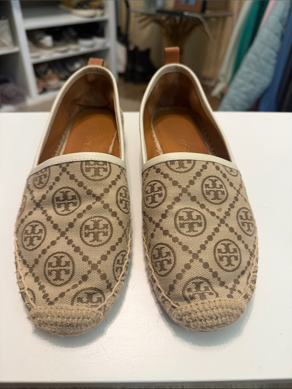 Tory Burch Hazel Monogram Canvas Espadrille Slip-Ons